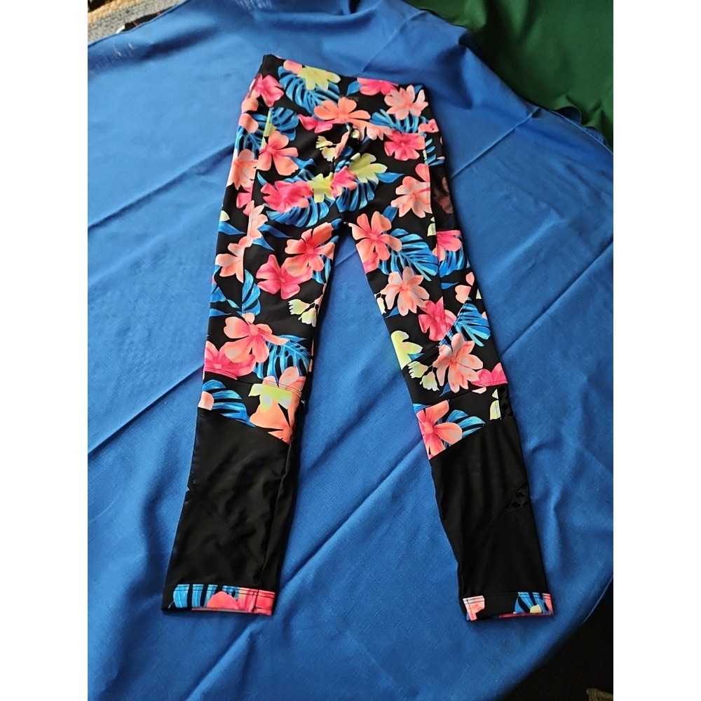 Victoria's Secret Pink Ultimate Legging TROPICAL FLORAL‎ Mesh Ankle Yoga Pant XS
